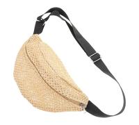 Yardenfun Summer Korean Style Woven Mini Waist Bag for Women Breathable Lightweight Crossbody Fanny Pack with Belt Handmade Travel Beach Pouch for Party Outdoor Use