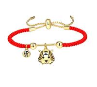 Yardenfun Tiger Charm Red Braided Knot Bracelet Amulet for Luck and Protection Year Women and Friends Auspicious Red String Accessory