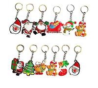 Yardenfun Unique Christmas Theme Keychain Set 30pcs Santa Snowman Charms Hanging Keychains for Kids Adults Random Style