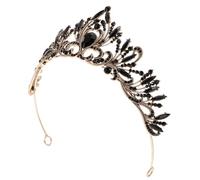 Yardenfun Vintage Baroque Rhinestone Crown Hairband Elegant Bridal Headpiece for Weddings and Formal Events Stylish Black and Antique Gold Decorative Tiara for Women