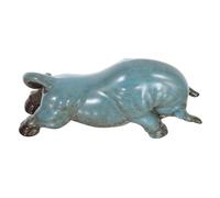 Yardenfun Vintage Ceramic Zodiac Ox Statue for Tea Table Decor Feng Shui Bull Figurine with Artistic Detailing Craftsmanship for Office and Tea Prosperity Symbol Desk Ornament