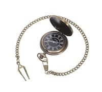 Yardenfun Vintage Large Pocket Watch with Detachable Clip Chain Polished Bronze Antique Roman Numeral Dial Read Railroad Watch Pendant for Men Classic Steampunk Waistcoat Timepiece