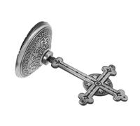 Yardenfun Vintage Metal Cross Statue Indoor Office Decor Religious Ornament Bedroom Tabletop with Adhesive Base Religious Culture Display