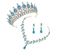 Yardenfun Vintage Wedding Crown Headdress with Rhinestone Necklace and Women Dangle Drop Earrings Elegant Bride Jewelry for Bridesmaids and Special Occasions