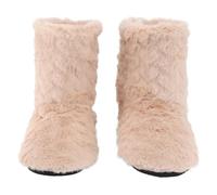 Yardenfun Warm Non-slip Floor Boots Thick Indoor Heated Slippers Fluffy Boots Skid-resistant Sole Comfortable for Feet
