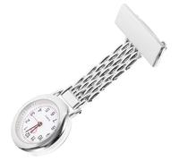 Yardenfun Waterproof Nurse Pocket Watch Clip-on Quartz Movement Double Calendar Lapel Watch Large Dial for Nurses Doctors Silver