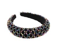 Yardenfun Wide Beaded Rhinestone Headband for Women Comfortable Wide Design with Sparkly Bling Accents Non-slip Fit for Parties Festivals Weddings and Everyday Fashion