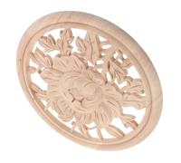 Yardenfun Wood Carved Appliques Unpainted Decorative Round Onlays with Intricate Peony Rose Designs for Wall Cabinet Door Furniture DIY Traditional Craftsmanship