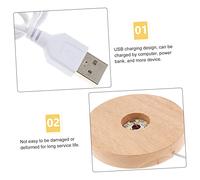 Yardenfun Wood LED Light Base for Crystal Sphere Display with USB Charging Wide Warm Color Changing Table Lamp Pedestal for Acrylic Glass Jewelry and Decorative Ornaments