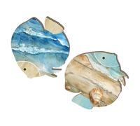 Yardenfun Wooden Fish Wall Decor Versatile Placement 2pcs Lightweight Rustic Coastal Artistic Summer Home Decoration for Nautical Themed Interiors and Living Rooms