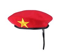 Yardenfun Woolen Beret with Cord for Stage Performances Elegant Yellow Star Design for Square Dancing and Costume Parties