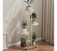 YardGo Plant Stand Indoor, Plant Shelf, with 4 Wheels, Tiered Plant Stand- Perfect for Living Room&Balcony&Garden, for Plant Lovers and DIY Enthusiasts, 4 Layers, Champagne Gold