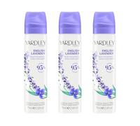 Yardley London English Lavender Body Spray, Floral Body Spray for Women with Notes of Geranuim and Jasmine, Lavender Body Mist for Women 3 x 75ml