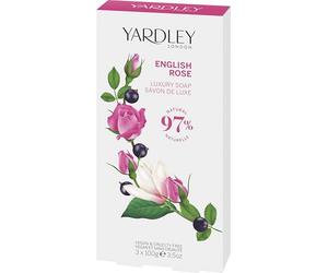 Yardley London English Rose Soap, Moisturising Solid Soap Bar for Women, Finely Milled Soap Bar with Notes of Citrus and Magnolia 3x100g