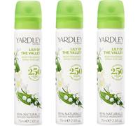 Yardley London Lily of the Valley Body Spray, Floral Mist, 3x 75ml