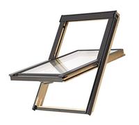 YARDLITE DPX Pine Wood Frame Roof Window, FSC Certified, Centre-Pivot Loft Attic Skylight. Bundle with Plain, Slate, Tile or Universal Flashing - S6A (114 x 118 cm) + Tile Flashing