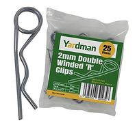 YARDMAN R Clips 25-pcs 2mm - Double Winded - Bright Zinc Plated - Locking Hitch Pin - R Shape Coil Cotter Pin - R Split Retaining Hair Pin Clips for Tractors, Trailers, Auto Mechanics