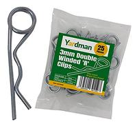 YARDMAN R Clips 25-pcs 3mm - Double Winded - Bright Zinc Plated - Locking Hitch Pin - R Shape Coil Cotter Pin - R Split Retaining Hair Pin Clips for Tractors, Trailers, Auto Mechanics