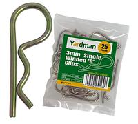 YARDMAN R Clips 25-pcs 3mm x 54mm - Single Winded - Yellow Zinc Plated - Locking Hitch Pin - R Shape Cotter Pin - R Split Retaining Hair Pin Clips for Tractors, Trailers, Auto Mechanics