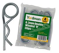 YARDMAN R Clips 4-pcs 6.3mm - Double Winded - Bright Zinc Plated - Locking Hitch Pin - R Shape Coil Cotter Pin - R Split Retaining Hair Pin Clips for Tractors, Trailers, Auto Mechanics