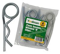 YARDMAN R Clips 4-pcs 7mm - Double Winded - Bright Zinc Plated - Locking Hitch Pin - R Shape Coil Cotter Pin - R Split Retaining Hair Pin Clips for Tractors, Trailers, Auto Mechanics