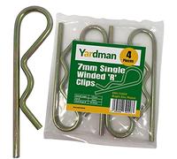 YARDMAN R Clips 4-pcs 7mm - Single Winded - Yellow Zinc Plated - Locking Hitch Pin - R Shape Cotter Pin - R Split Retaining Hair Pin Clips for Tractors, Trailers, Auto Mechanics