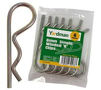 YARDMAN R Clips 6-pcs 6mm x 126mm - Single Winded - Yellow Zinc Plated - Locking Hitch Pin - R Shape Cotter Pin - R Split Retaining Hair Pin Clips for Tractors, Trailers, Auto Mechanics