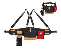 YARDMARIS Leather Logging Belt Kit, Veg-Tan Leather Tool Belt with Felling Wedge Pouch and Axe Bag, Adjustable Logging Belt with Suspenders for Men and Women Waist sizes 35"-50"