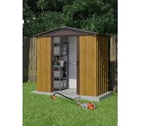 Yardmaster Woodview Tall Metal Apex Shed, Brown