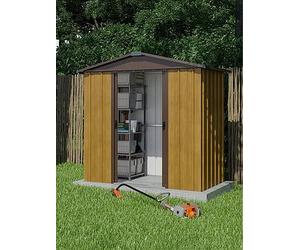 Yardmaster 6 X 4.5 Ft Woodgrain Effect Apex Roof Metal Shed One Colour