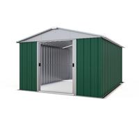YardMaster Metal Green Apex Garden Shed - 10 x 13ft