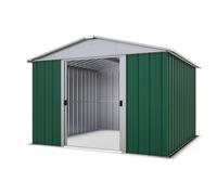 YardMaster Metal Green Apex Garden Shed - 10 x 8ft