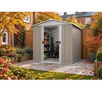 Yardmaster Tall Platinum Stone Grey Apex 6Ft X 7Ft Metal Shed