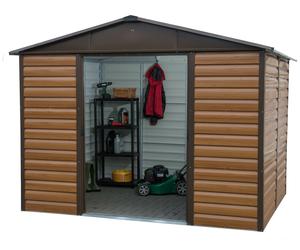 Yardmaster Woodgrain Shiplap Metal Windowless Shed - 10x8ft