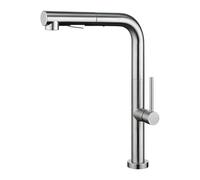 YardMoent Kitchen Tap, Sink Taps Mixer with Pull Out Spray, Brushed Nickel | Sink Mixer Tap with L-Shaped 360º Swivel Spout, 1 Hole Rectangle Kitchen Faucet Single Lever Taps