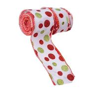 Yards Burlap Ribbon Round Dot Design for Christmas Tree Decor Wrapping & Holiday Wire Holiday Decors Ribbon
