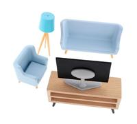 Yardwe 1 Set Adorable Tiny Model Doll House Furniture Mini Living Decoration with Tv Cabinet Sofas for Miniature Home Decor