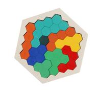 Yardwe 1 Set Hexagon Wooden Puzzles for Early Learning Brain Teasers Geometry Logic Jigsaw Safe Water Based Paint Inspiring Creativity Observation Skills