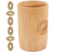 Yardwe 1 Set Mini Bamboo Divination Bucket with Copper Coins Traditional Chinese Fortune Telling Game Prop for Feng Shui and Fun Gatherings