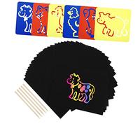 Yardwe 1 Set Scratch Rainbow Art Paper Set Scratch Painting Paper with Pens Templates for Creative Crafts Safe and Easy to Use for Family Fun and DIY Projects