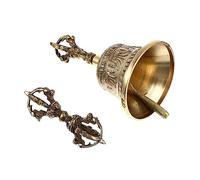 Yardwe 1 Set Traditional Hand Made Copper Vajra Bell Bell for Buddhist Ceremonies and Easy to Hold for Meditation and Prayer Five Strand Vajra Design