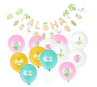 Yardwe 1 Set Tropical Hawaiian Party Decorations of Premium Latex Balloons and Banner for Reusable Indoor Outdoor Decor for Unique Birthday and Luau Events