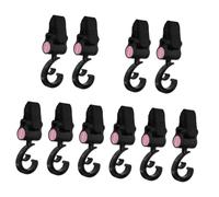Yardwe 10 Pcs Stroller Hooks for Diaper Bags and Shopping Bags Plastic Hanging Clips with Strong Load Bearing Capacity Easy to Install Pushchair Hooks for Buggy and Pram Use Pink
