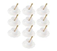 Yardwe 10 Sets Plastic Miniature Tiny Coffee Cup And Saucer Set Fake Dollhouse Mug Mini Tableware With Metal Spoons For Role Playing Games Toys Doll House Fairy Garden Decor