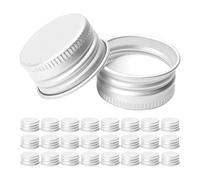 Yardwe 100pcs Aluminum Screw Covers for Lotion Containers and Glass Jars, Reusable Threaded Screw Top Lids, 20mm Small Silver Caps Resistant to Cracking and Denting, for Gym Sessions