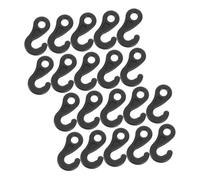 Yardwe 100pcs Black Plastic Camping Tent Hooks with Windproof Elastic Bungee Cord End Buckles S-shape for Secure Anchoring and Easy Light Hanging Outdoors