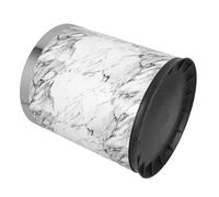 Yardwe 10l White Stainless Steel Garbage Can round Shape and Marbling Design, Wear and Break Resistant Trash Bin for Bedroom and Home, Modern and Convenient Waste Storage Container
