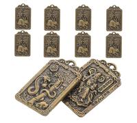 Yardwe 10Pcs Brass Animal Amulet Pendant Retro Chinese Zodiac Keychain Detailed Craftsmanship Symbol of Peace Fortune Versatile Feng Shui Decor for Keys Bags