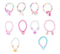 Yardwe 10pcs Cartoon Bead String Bracelet for, Unicorn Rainbow Ice Cream Wrist Chain, Mixed Color ’s Cute Wristlet Accessories