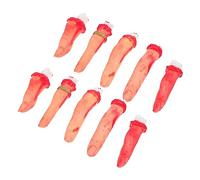 Yardwe 10pcs Halloween Bloody Severed Finger Props Lightweight Life Fake Fingers for Haunted House Prank Parties Cosplay and Scary Decorations